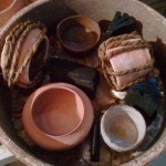 Pieces packed with soda soaked straw and charcoal