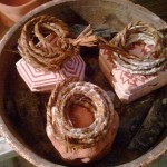 ring boxes with soda and feldspar soaked rope