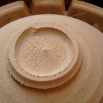 detail of trimmed foot showing chirimenjiwa ('crepe' crinkly surface)