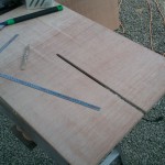 Leg of high table, 60 x 90cm plywood with 45cm slit
