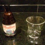 Hand blown soda glass. It has a slightly yellow tint.