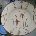 Round dish decorated. Inspired (plagiarized) from an old Karatsu dish.