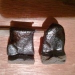 I couldn't tell much difference between the air cooled tile and the water quenched tile (right).