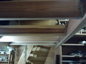 Stairs on correct side of beam, cross supports almost in.